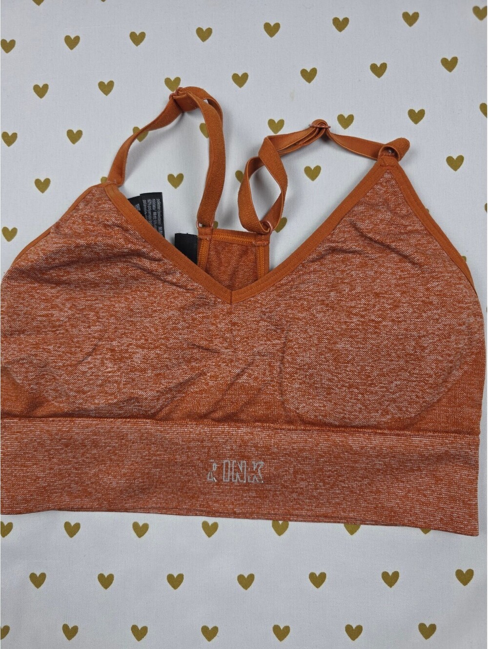 Victorias Secret Pink Orange Stretch Sports Bra XS Bralette Bra Top Tank